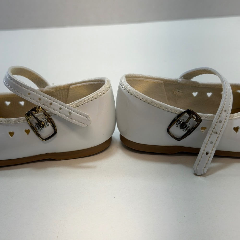 Small Steps Mary Jane Shoes Kids 3W White Patent Bow Heart Cutout Katie Vintage - Picture 7 of 9